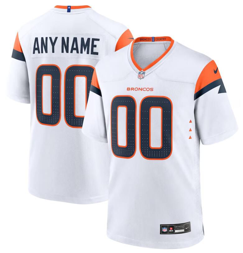 Men Denver Broncos Nike white Custom Game 2024 NFL Jersey